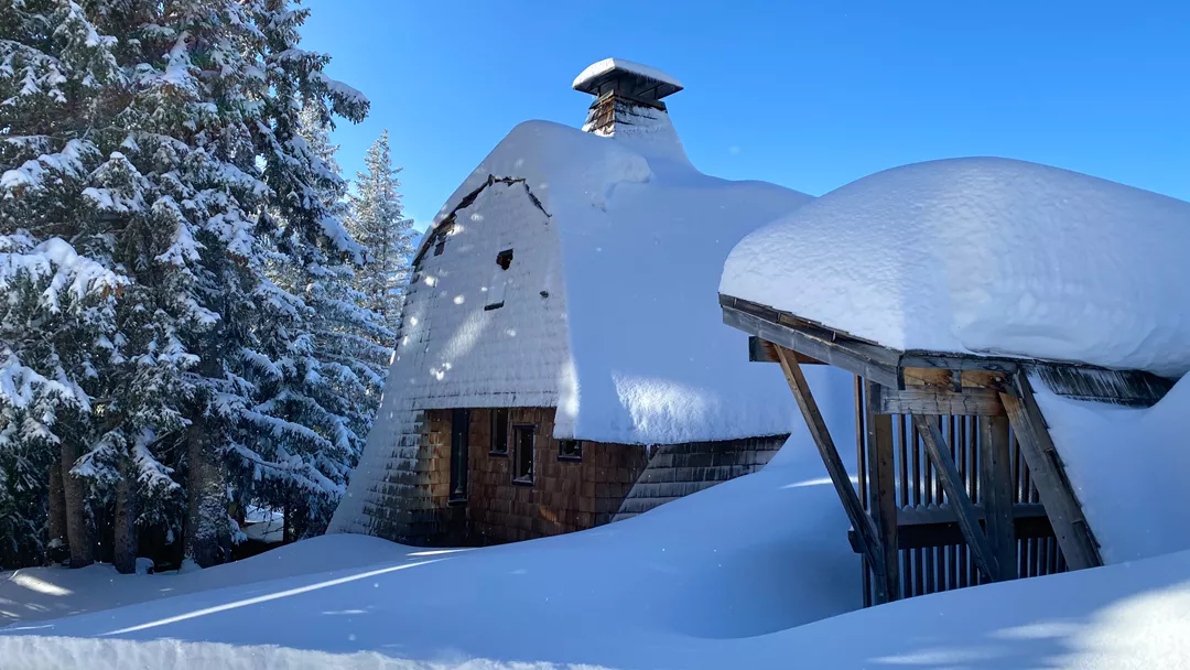 Chalet in sneeuw